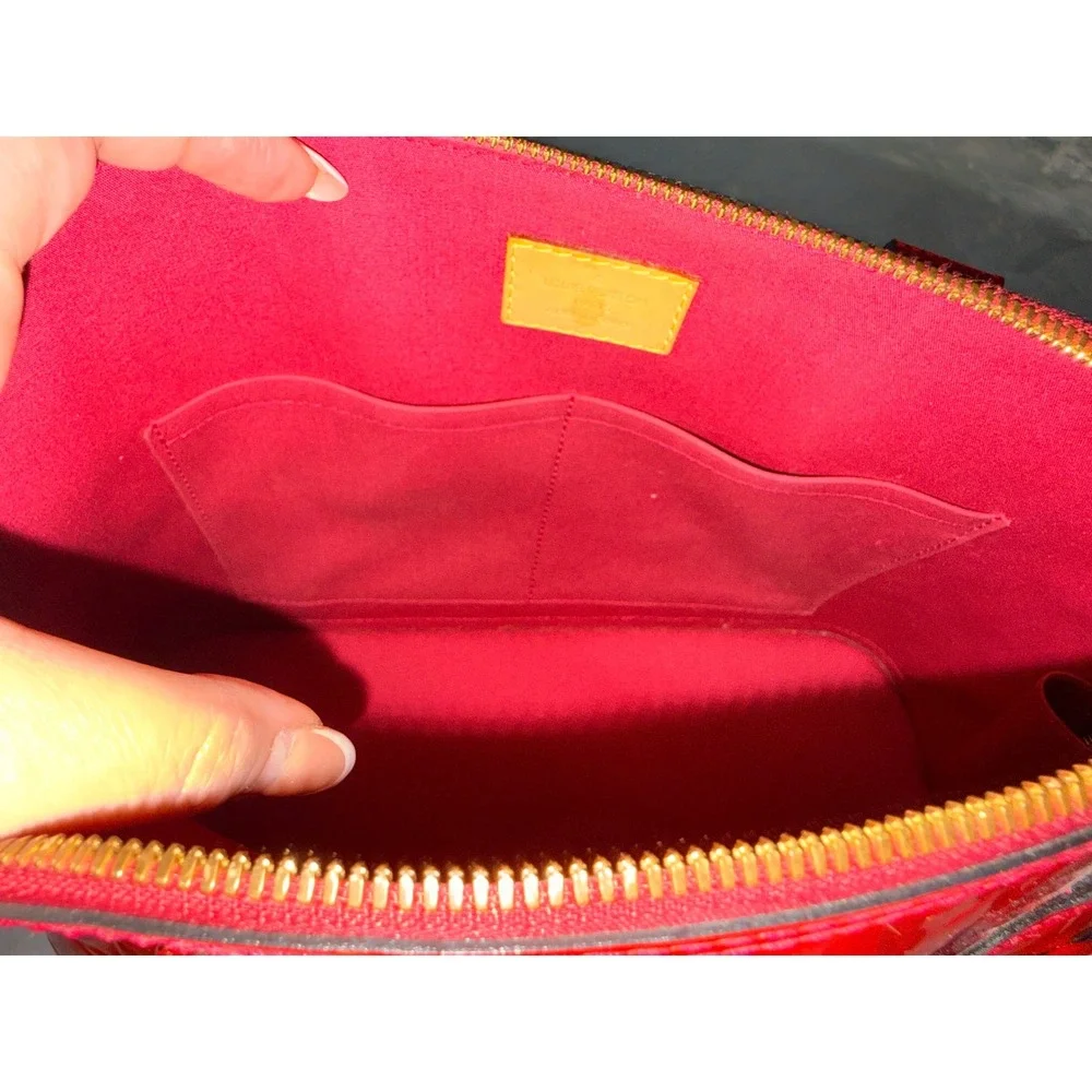Louis Vuitton Alma PM Monogram Vernis Leather Red Pomme D'Amour FL4143 w/ COA - Picture 9 of 16